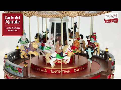 VESTIAMO CASA GRAN NATALE - Carosello Magico Natalizio con Luci LED e Musica h35,8 cm diametro 30 cm